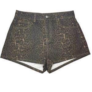 Dazy Leopard Print Denim Shorts